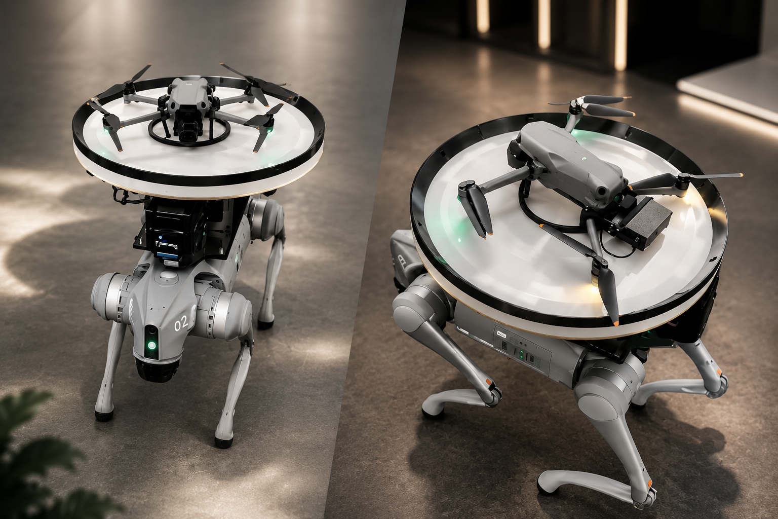 犬型ロボット＋ドローン充電.png