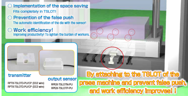 The wireless feeding and signal transmission for 8 signals of detection switches are now available with T-slot shape!