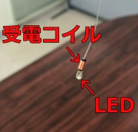 受電コイルとLED