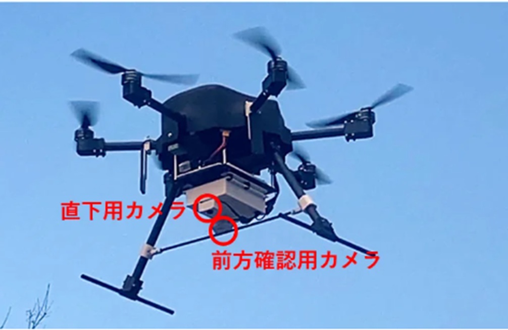 ドローン搭載カメラ 前方確認用カメラと直下用カメラ