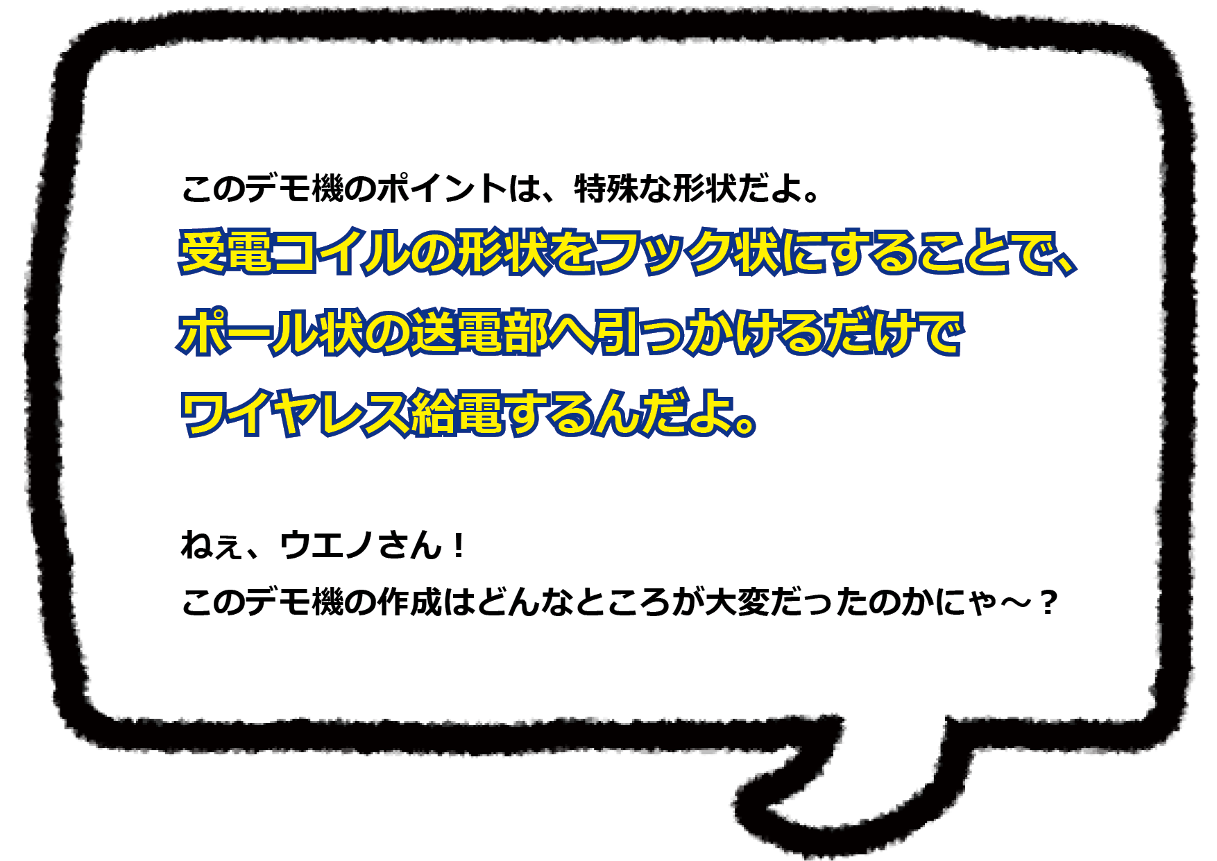 わいにゃれす博士がハンガー給電について説明