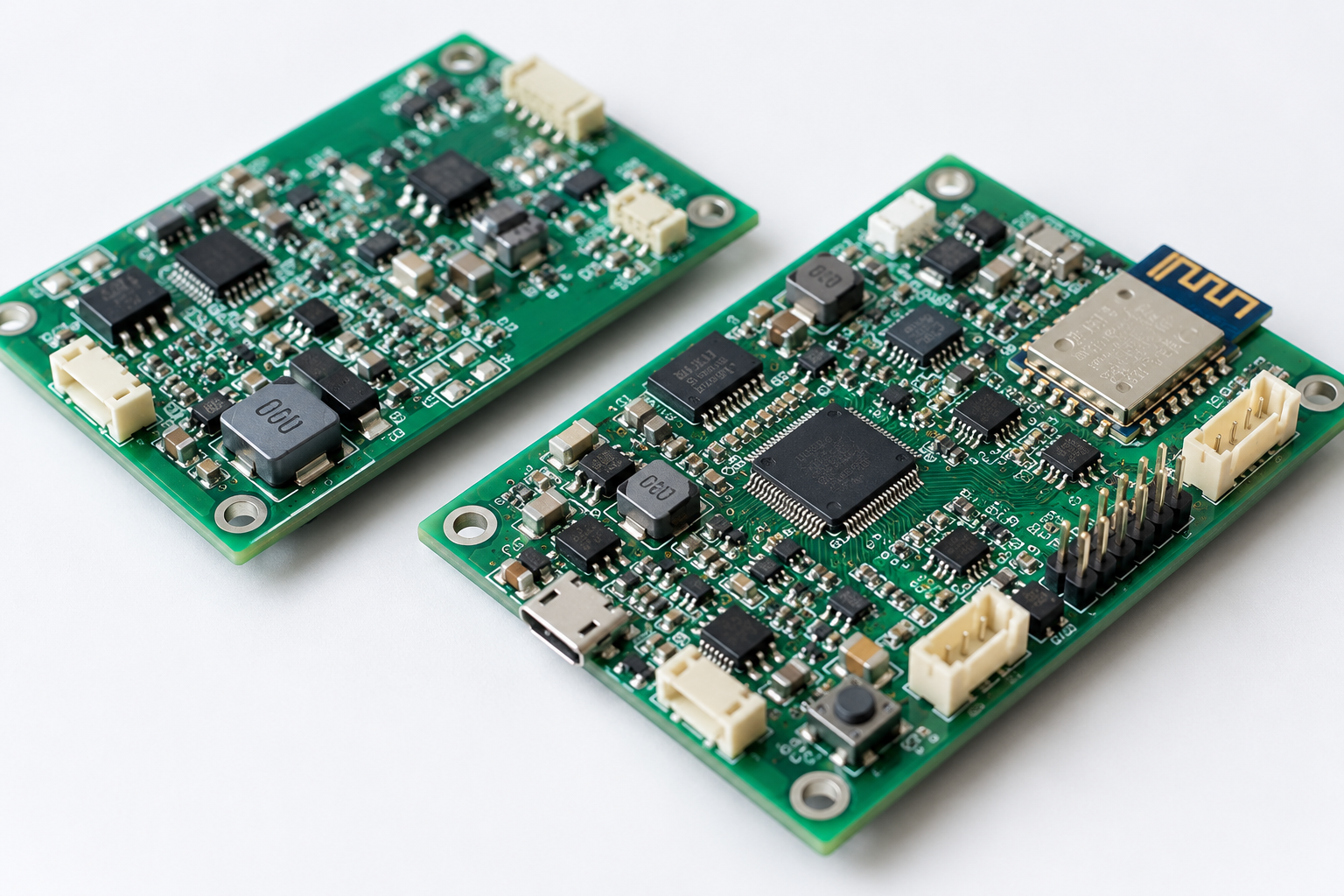 マイコンや通信モジュールなどを搭載した電子回路基板のイメージ