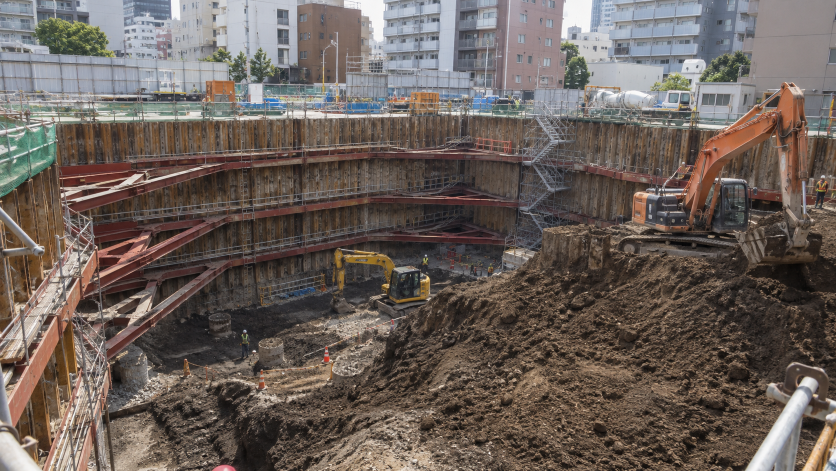 掘削進捗の3D計測を想定する建設現場